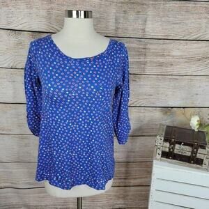 Anthropologie Postmark Banter Tee Blue‎ Red Polka Dots Size Medium